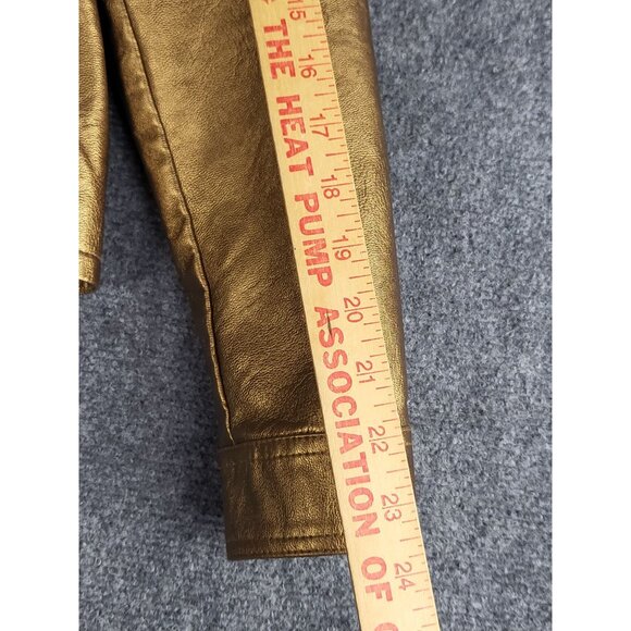 Baccini Metallic Gold Faux Leather Biker Motorcycle Bomber Jacket Women Sz M - Picture 9 of 12